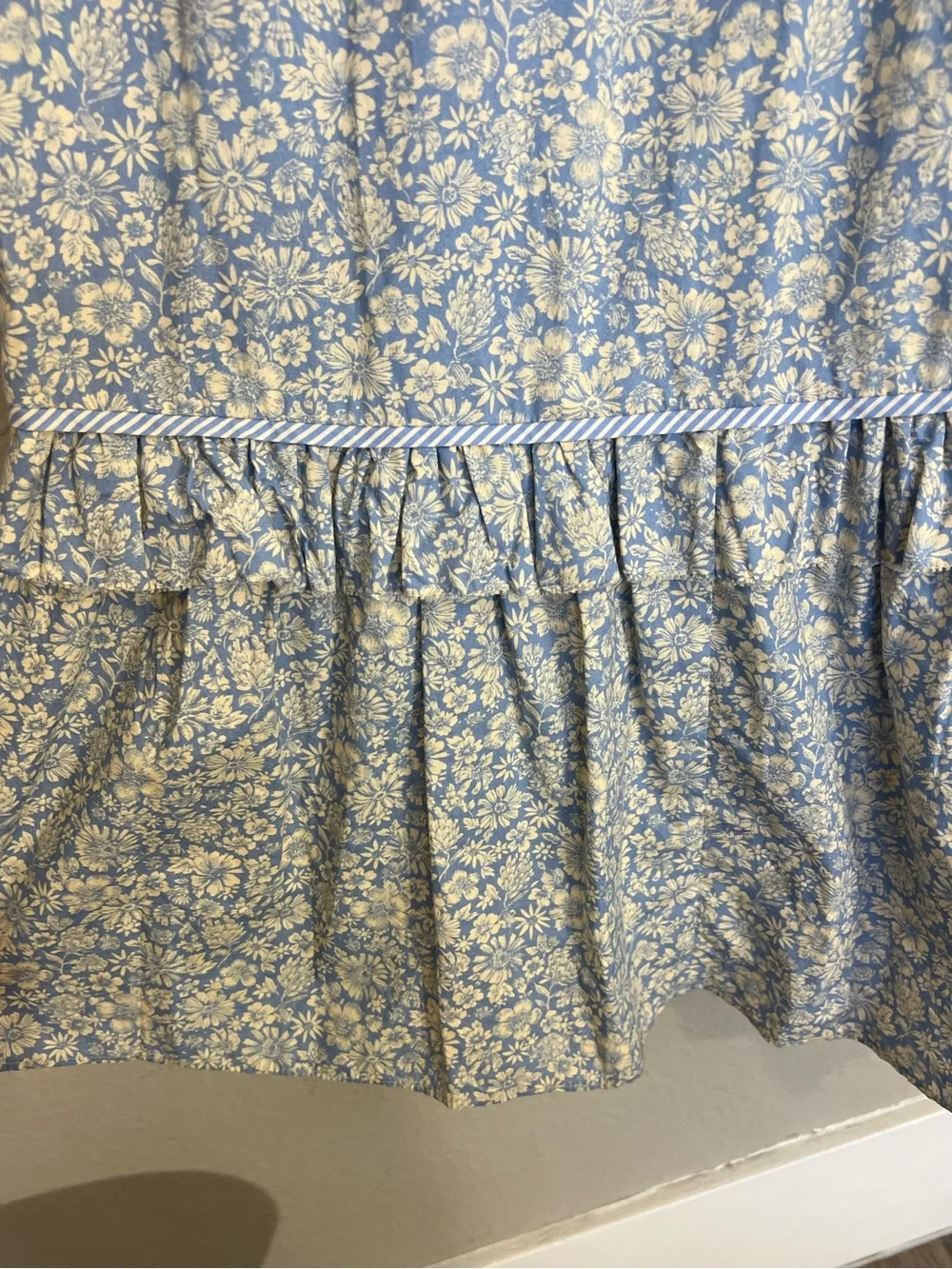 Christy Dawn Elaina midi dress daisy blue cotton tiered ruffle sz L prairie boho - Picture 7 of 16